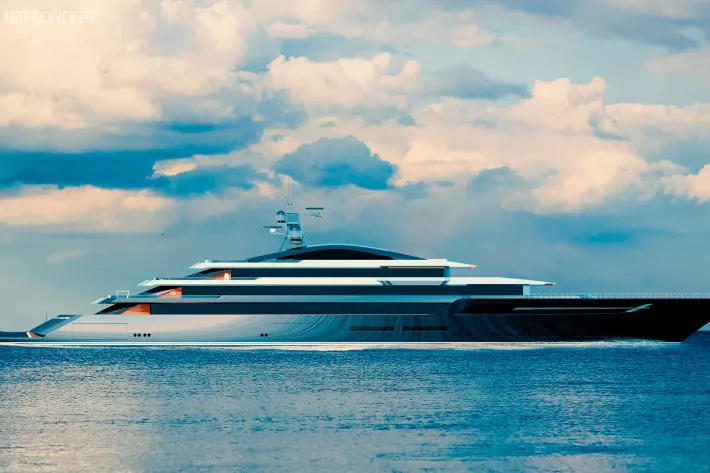 Концепт пятипалубной суперяхты Aegis II длиной 135 м - фото