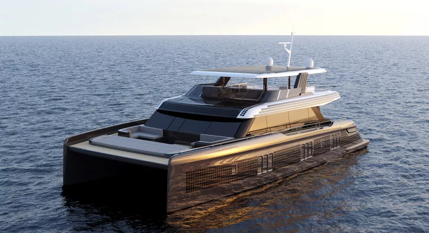 Новаторский катамаран Sunreef 80 Eco с интегрированными в корпус и надстройку фотоэлектрическими ячейками - фото