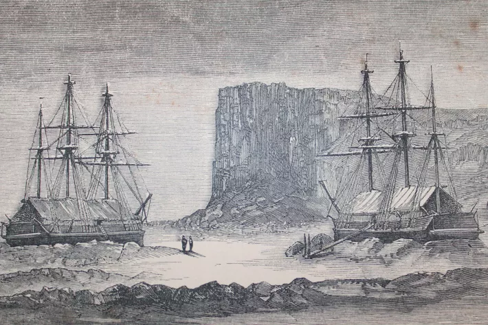 Луи Ле Бретон. Корабли Erebus и Terror зимой 1845–1846 гг. (журнал Universel, 1853) - фото