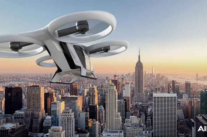 Корпус CityAirbus NextGen выполнен из углепластика, заряда батарей хватит на перелет дальностью до 80 км с четырьмя пассажирами на борту - фото