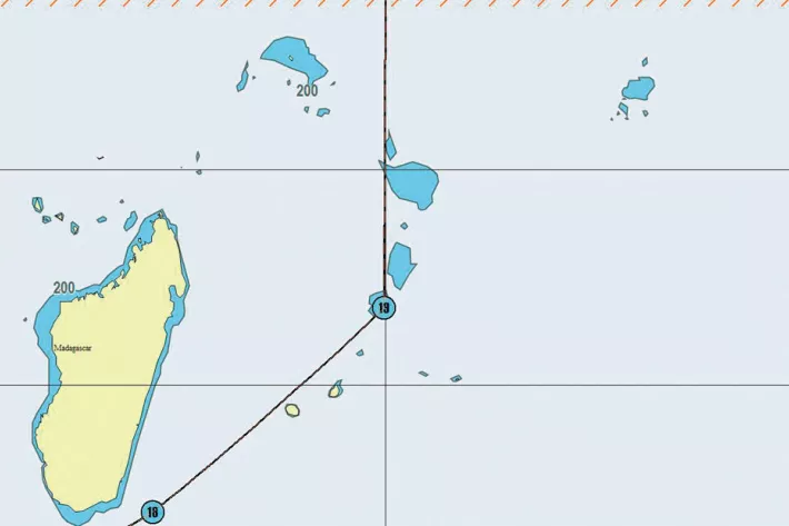 Обзорная карта Индийского океана (М 1:20  000 000), где  рифы не обозначены - фото