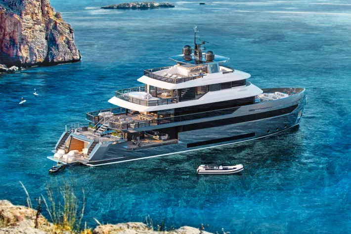Моторная яхта Benetti B.Yond 37M. Длина 36,90 м, ширина 8,60 м, водоизмещение 360 т, запас топлива 70 000 л, запас воды 6000 л, мощность 2 × 1400 л.с. - фото