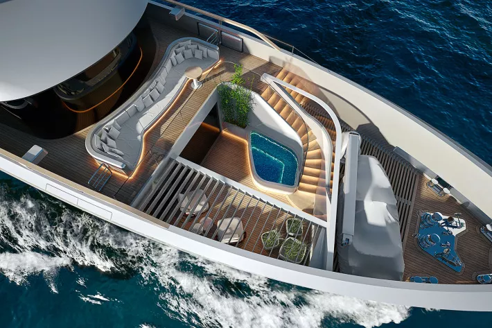 Приватная открытая зона отдыха у выхода из мастер-каюты (Sirena 42 M)  - фото
