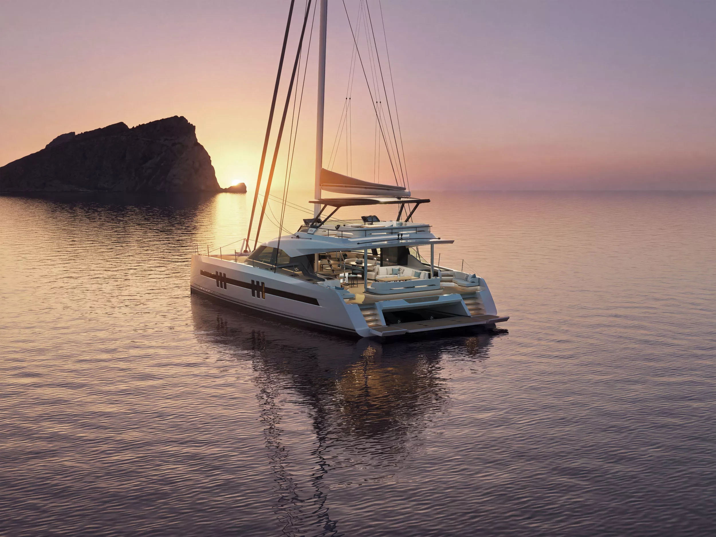 Британцы из Oyster Yachts удивили публику новой двухкорпусной моделью парусника