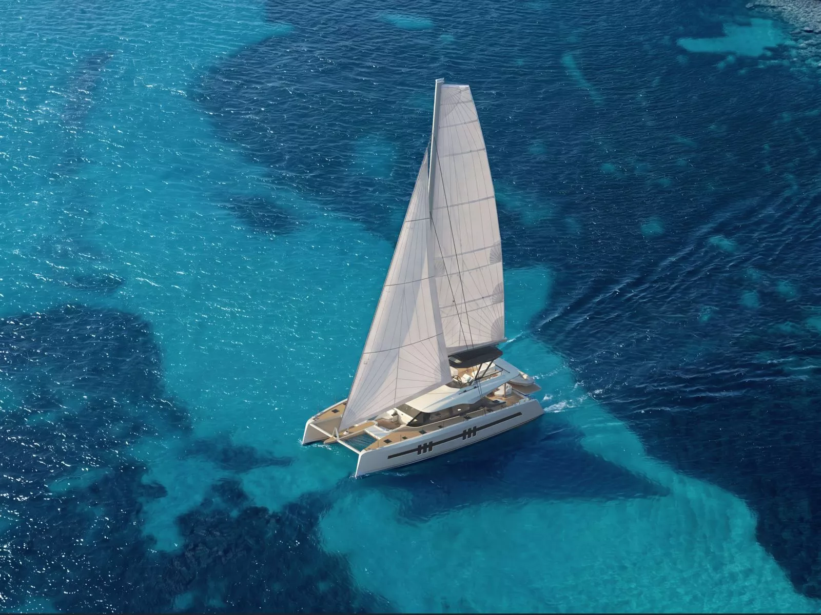 Карамаран Oyster C60 в море под парусами