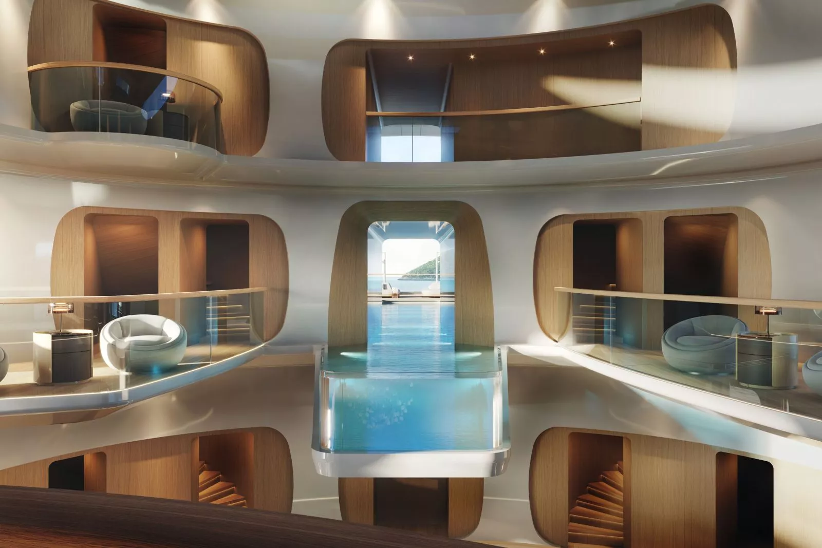 Бассейн на палубе владельца, концепт-проект Feadship